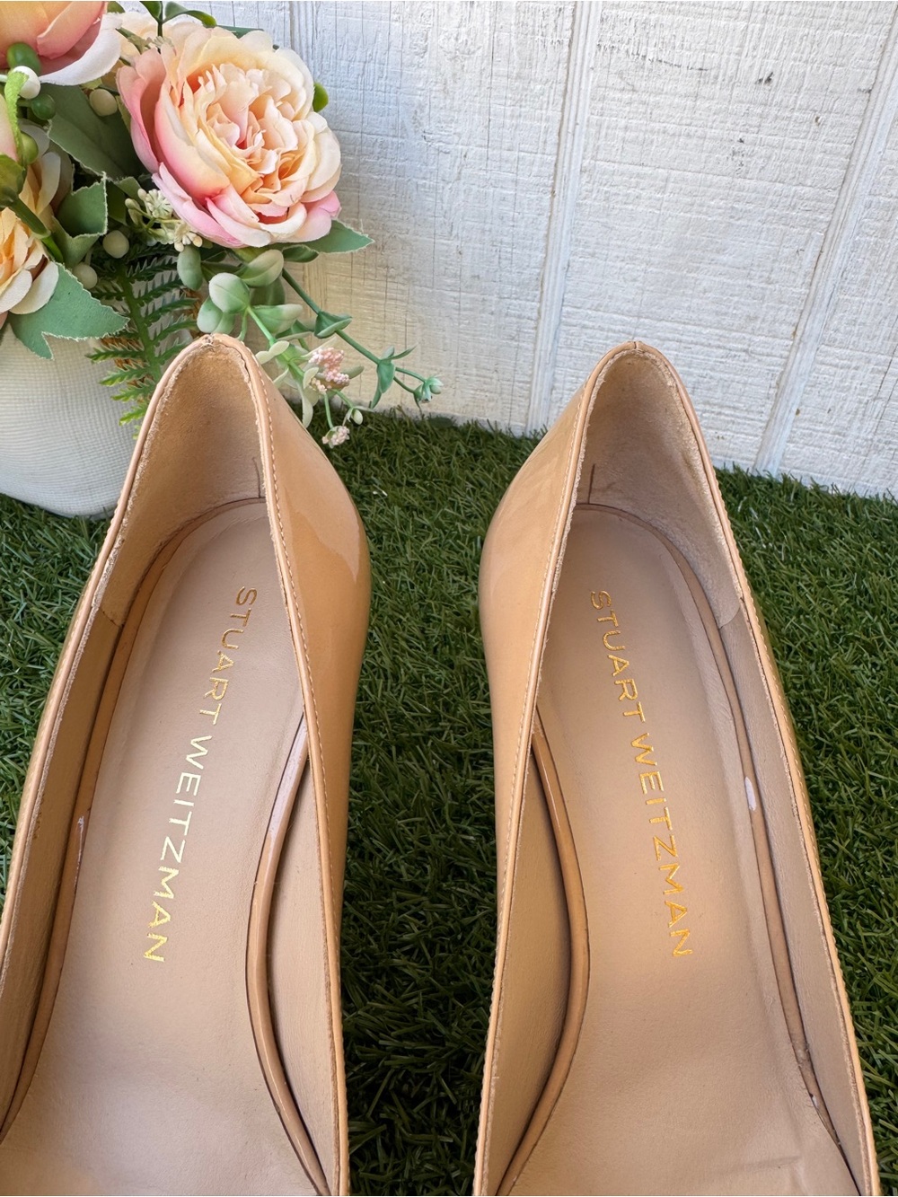 Stuart Weitzman Adobe (Nude) Patent Leather Pumps heels 3” 7 US gently used - Picture 8 of 12